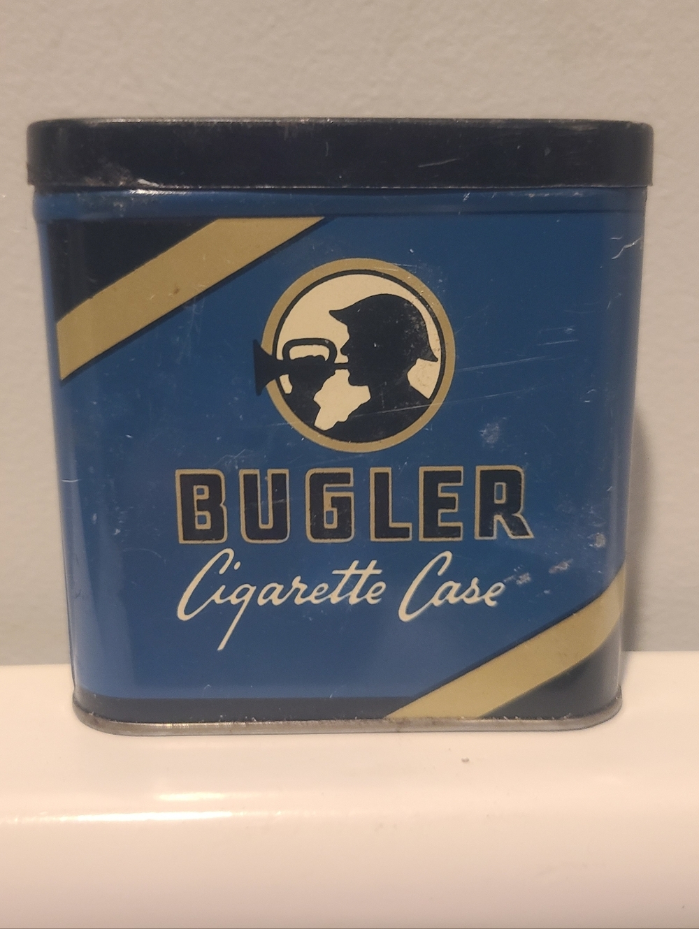 VTG Empty Bugler Cigarette Case, For Rolled Cigarettes, Tin Metal, 1930’s-50’s